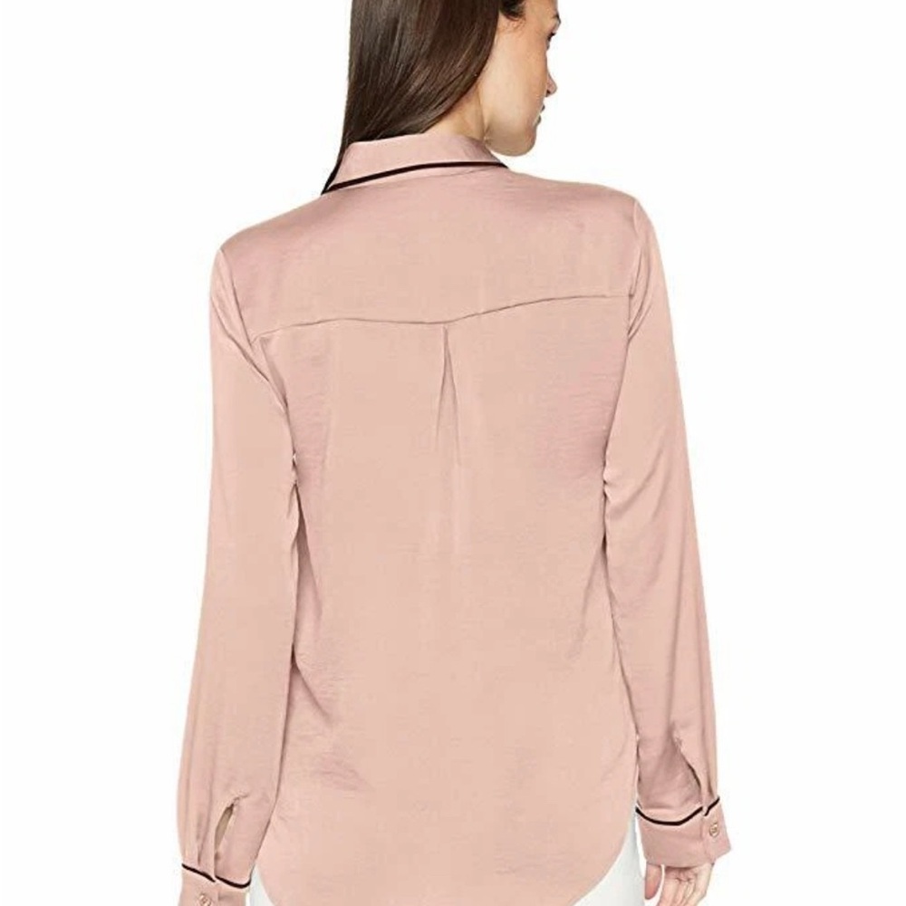 BCBGeneration rose smoke Blush Button-Down pajama top with Black Accents - Picture 2 of 12